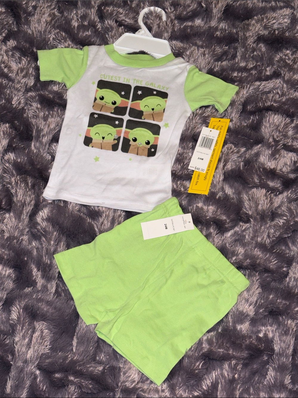 Toddlers Star Wars Baby Yoda Galaxy Character Tee & Shorts Set. 24Months NWT